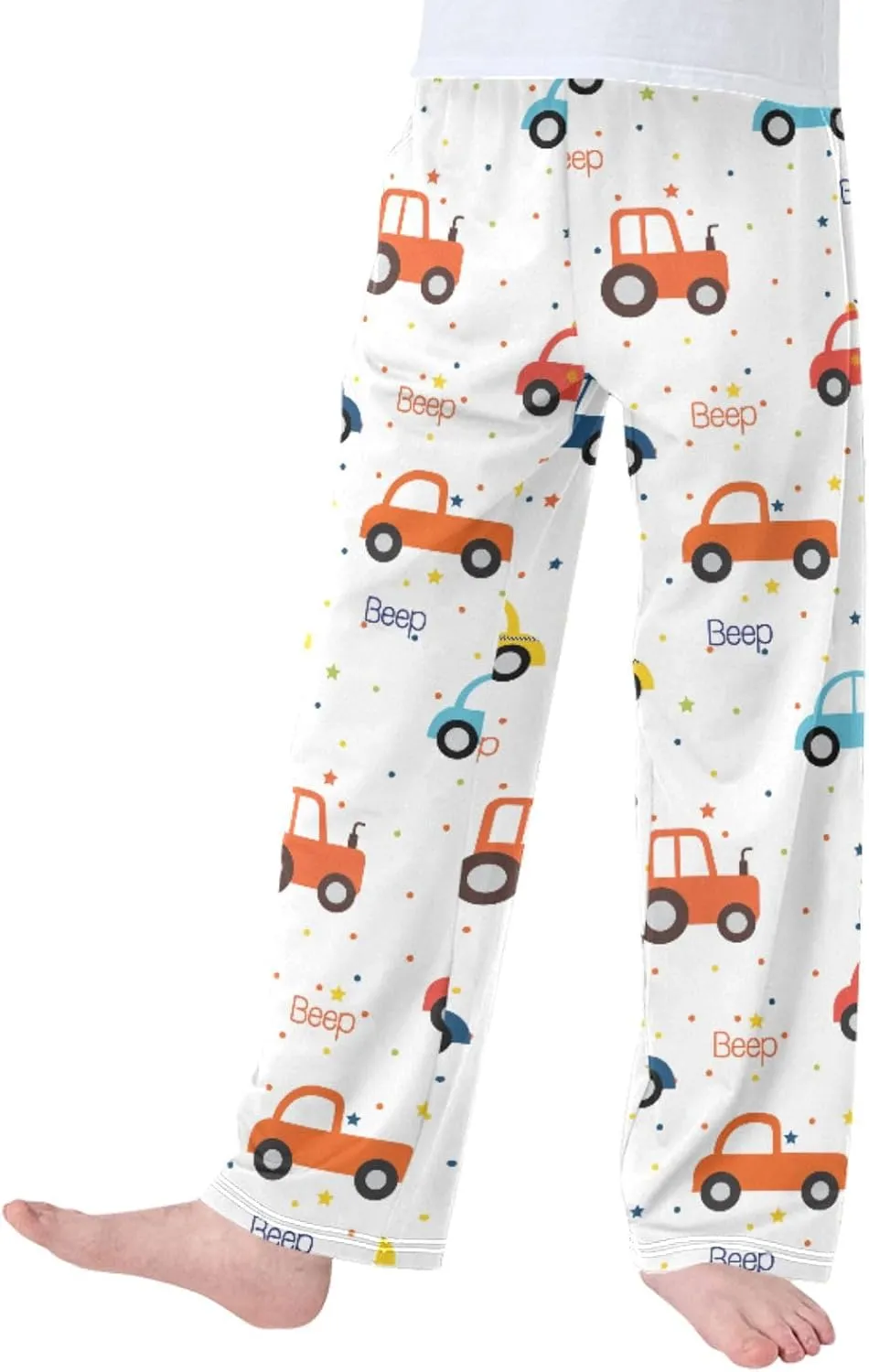 Pigsaly Boys' Pants Cute Car Stars Long Bottoms Colorful Toy Vehicles Jogger Pants Elastic Waist Trousers With Pockets S
