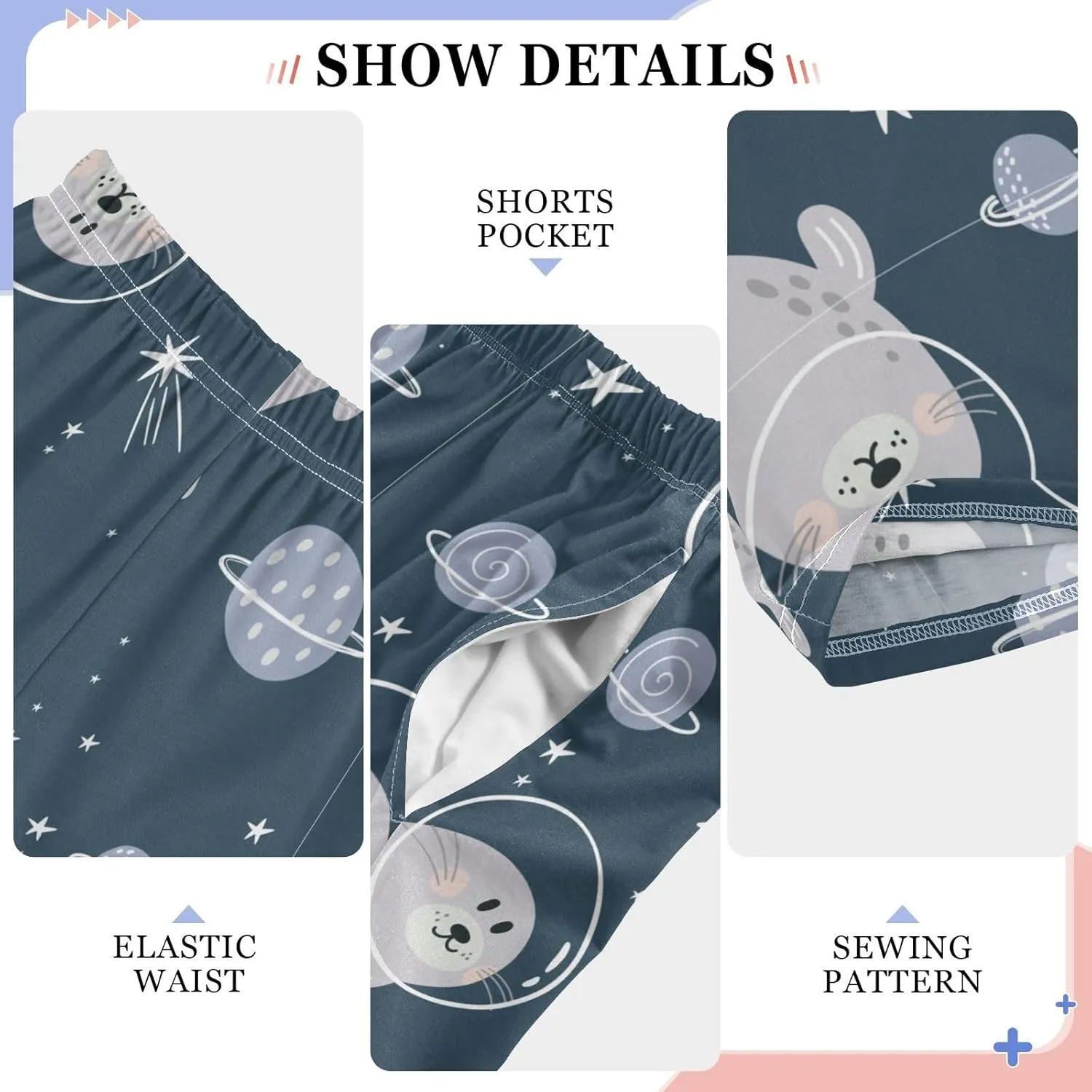 Pigsaly Boys' Pants Cute Seal Space Galaxy Long Bottoms Stars Planet Jogger Pants Elastic Waist Trousers With Pockets S