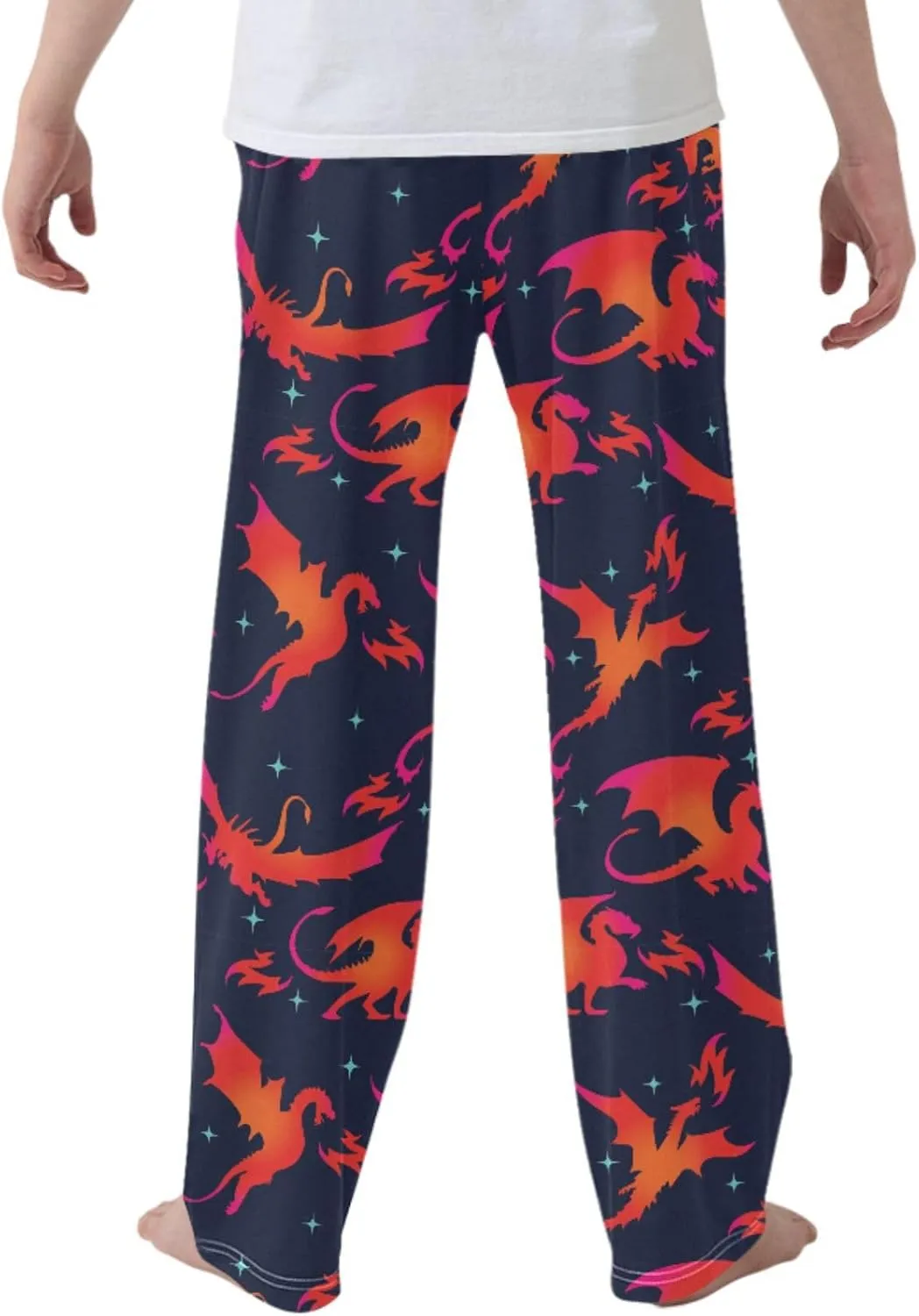 Pigsaly Boys' Pants Fire Dragon Long Bottoms Galaxy Stars Jogger Pants Elastic Waist Trousers With Pockets S