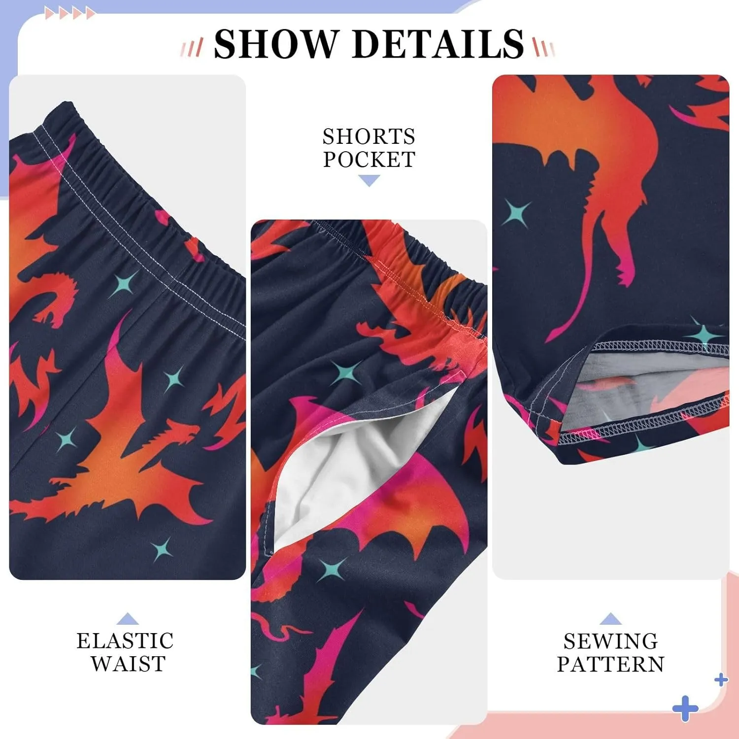 Pigsaly Boys' Pants Fire Dragon Long Bottoms Galaxy Stars Jogger Pants Elastic Waist Trousers With Pockets S