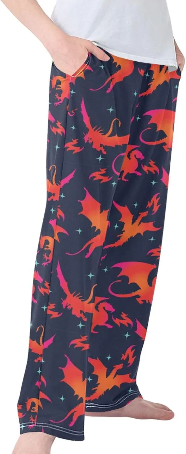 Pigsaly Boys' Pants Fire Dragon Long Bottoms Galaxy Stars Jogger Pants Elastic Waist Trousers With Pockets S