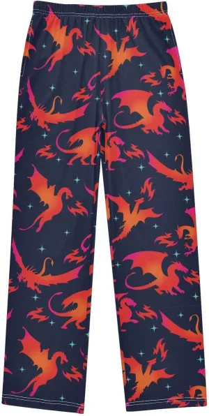 Pigsaly Boys' Pants Fire Dragon Long Bottoms Galaxy Stars Jogger Pants Elastic Waist Trousers With Pockets S