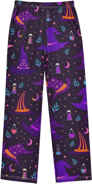 Pigsaly Boys' Pants Halloween Magic Witch Hats Long Bottoms Magic Potion Bottles Stars Jogger Pants Elastic Waist Trousers S