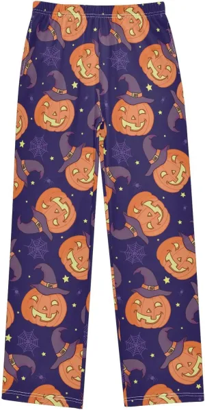 Pigsaly Boys' Pants Halloween Pumpkin Stars Long Bottoms Ghost Bat Candy Jogger Pants Elastic Waist Trousers with Pockets S