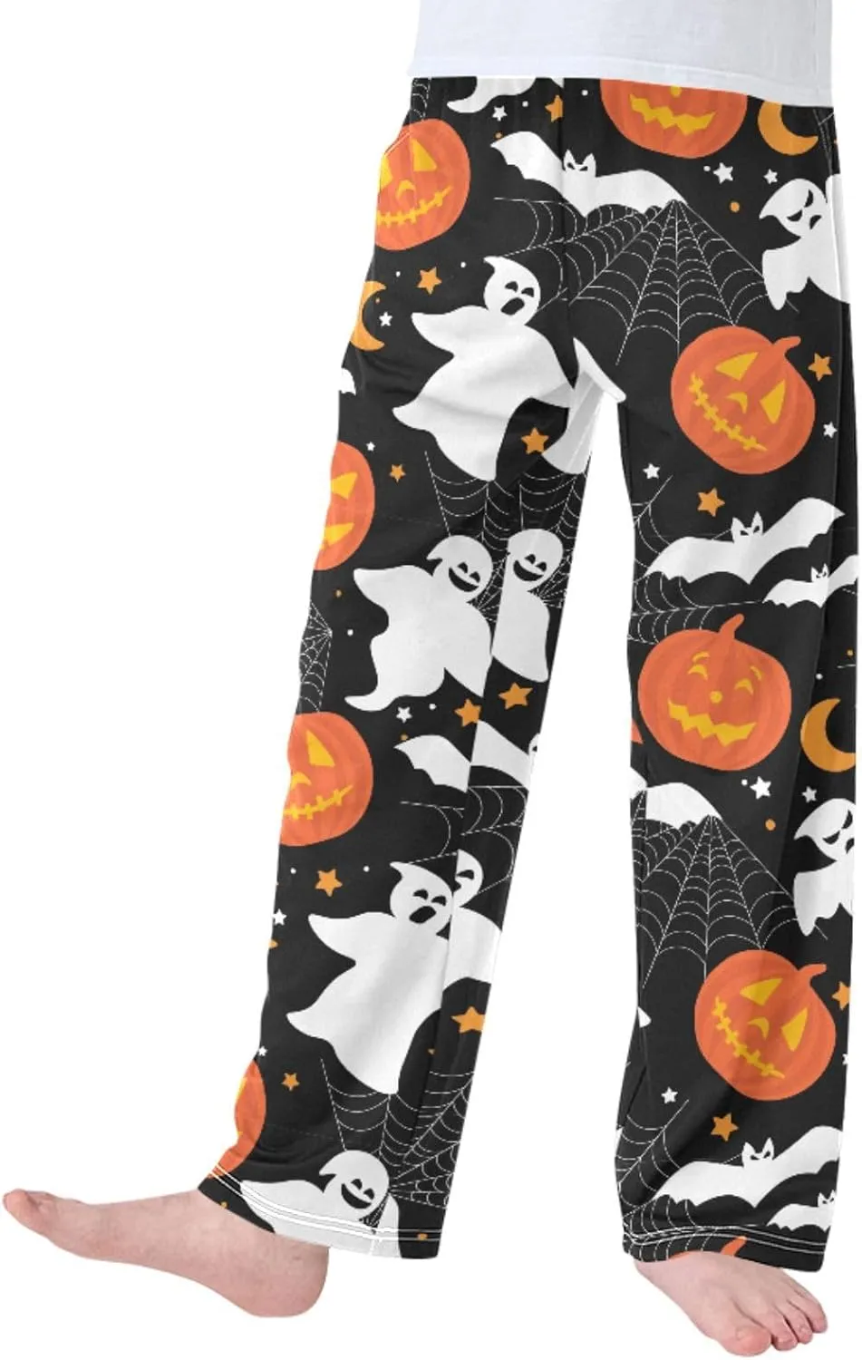 Pigsaly Boys' Pants Pumpkins Ghosts Bat Long Bottoms Eyes Moon Stars Jogger Pants Elastic Waist Trousers with Pockets S