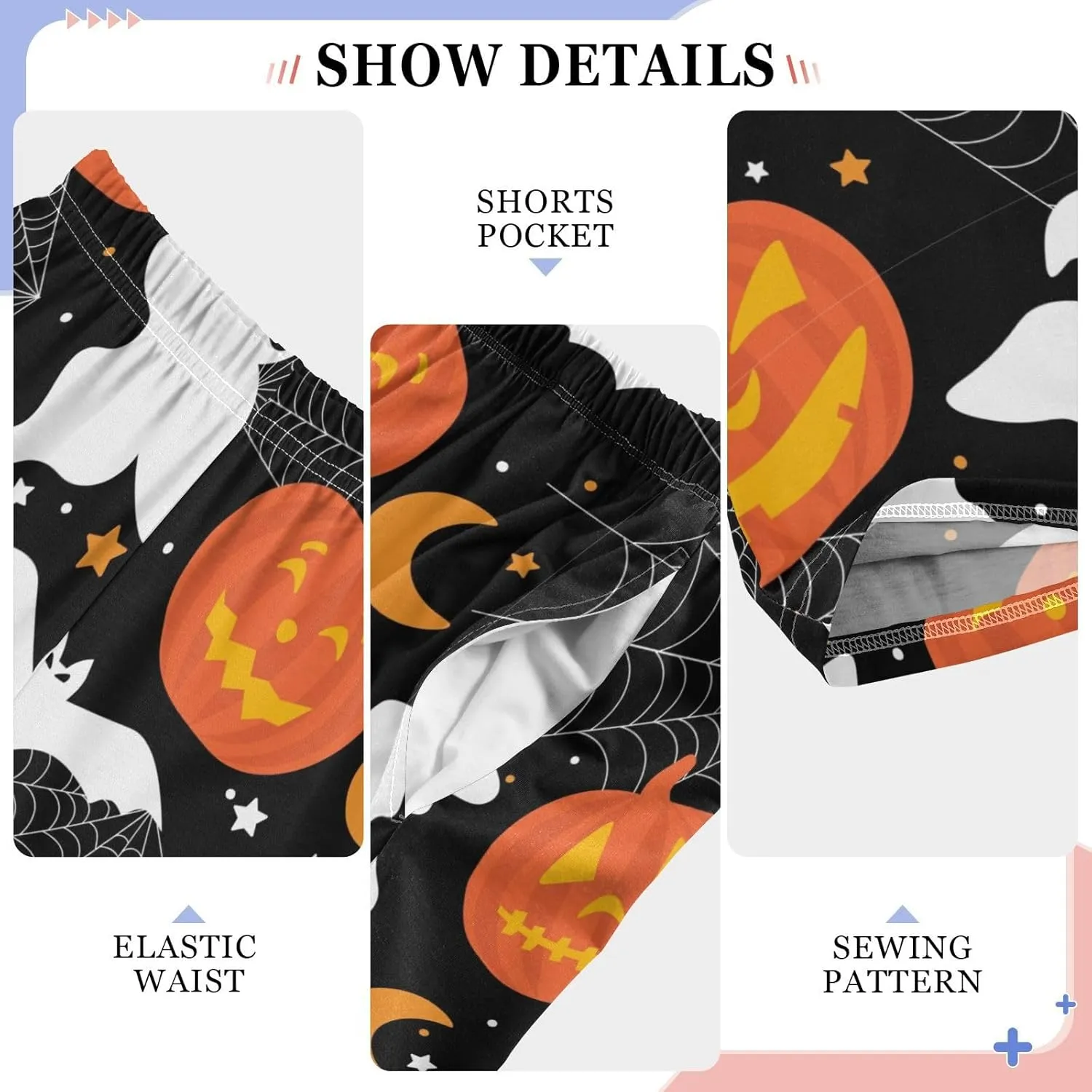 Pigsaly Boys' Pants Pumpkins Ghosts Bat Long Bottoms Eyes Moon Stars Jogger Pants Elastic Waist Trousers with Pockets S