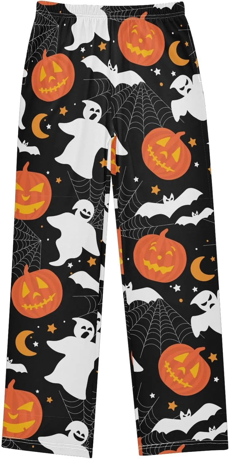 Pigsaly Boys' Pants Pumpkins Ghosts Bat Long Bottoms Eyes Moon Stars Jogger Pants Elastic Waist Trousers with Pockets S