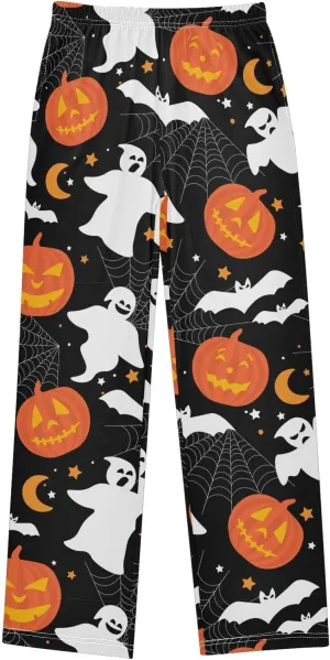 Pigsaly Boys' Pants Pumpkins Ghosts Bat Long Bottoms Eyes Moon Stars Jogger Pants Elastic Waist Trousers with Pockets S