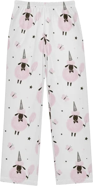 Pigsaly Boys' Pants Sheep Farmhouse Long Bottoms Funny Butterfly Star Jogger Pants Elastic Waist Trousers with Pockets S