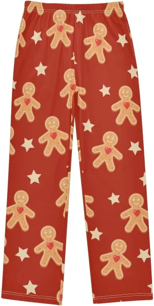 Pigsaly Boys' Pants Star Christmas Gingerbread Holiday Long Bottoms Winter Sweet Red Hearts Jogger Pants Trousers S