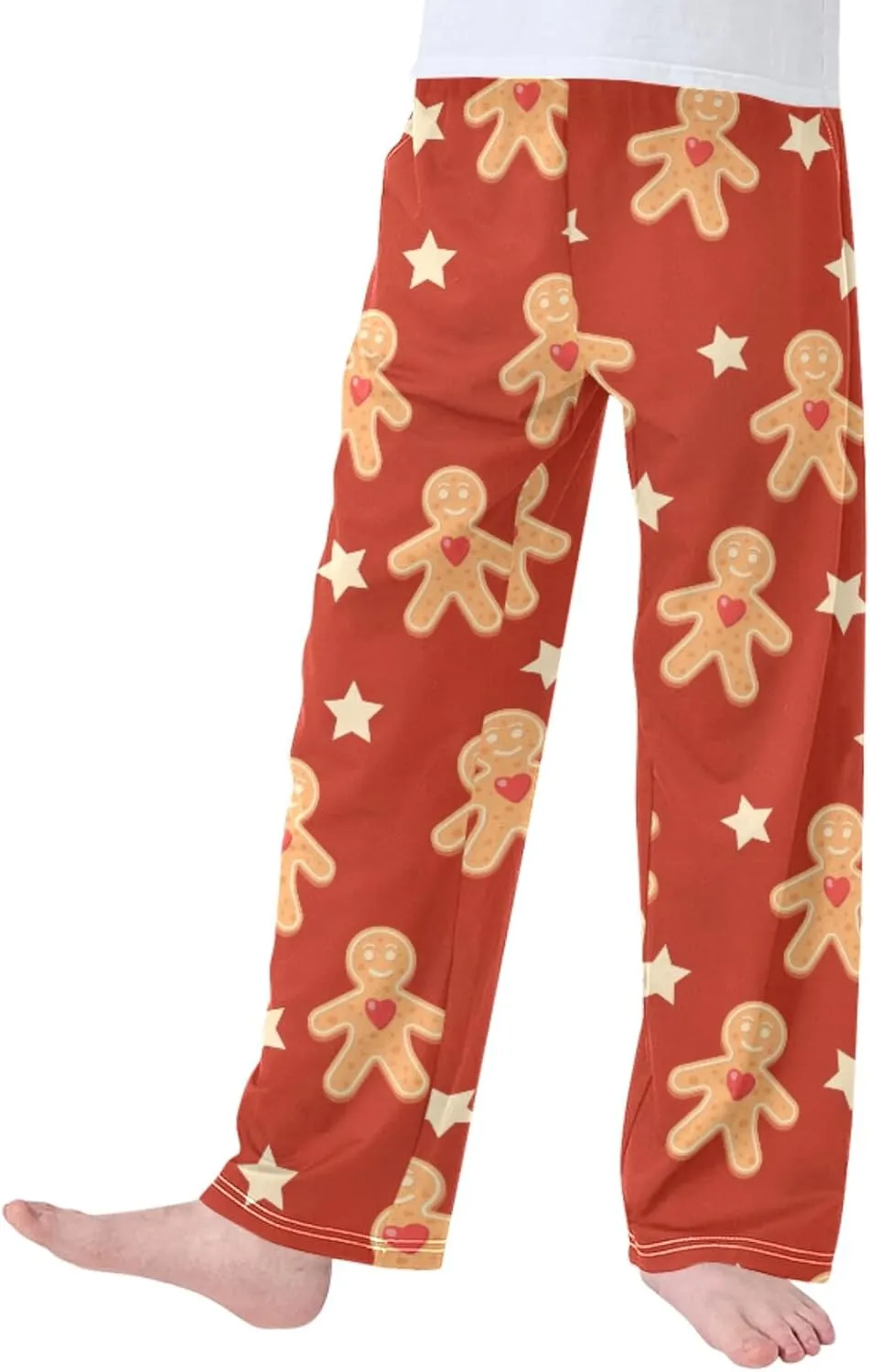 Pigsaly Boys' Pants Star Christmas Gingerbread Holiday Long Bottoms Winter Sweet Red Hearts Jogger Pants Trousers S