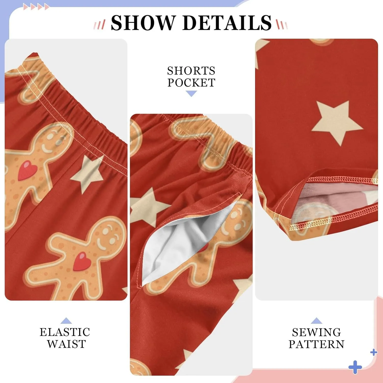 Pigsaly Boys' Pants Star Christmas Gingerbread Holiday Long Bottoms Winter Sweet Red Hearts Jogger Pants Trousers S