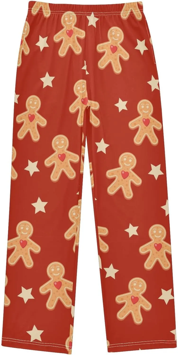 Pigsaly Boys' Pants Star Christmas Gingerbread Holiday Long Bottoms Winter Sweet Red Hearts Jogger Pants Trousers S