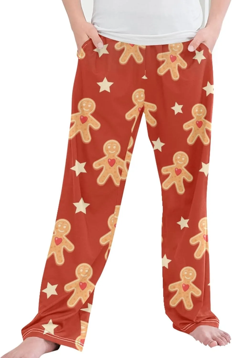 Pigsaly Boys' Pants Star Christmas Gingerbread Holiday Long Bottoms Winter Sweet Red Hearts Jogger Pants Trousers S