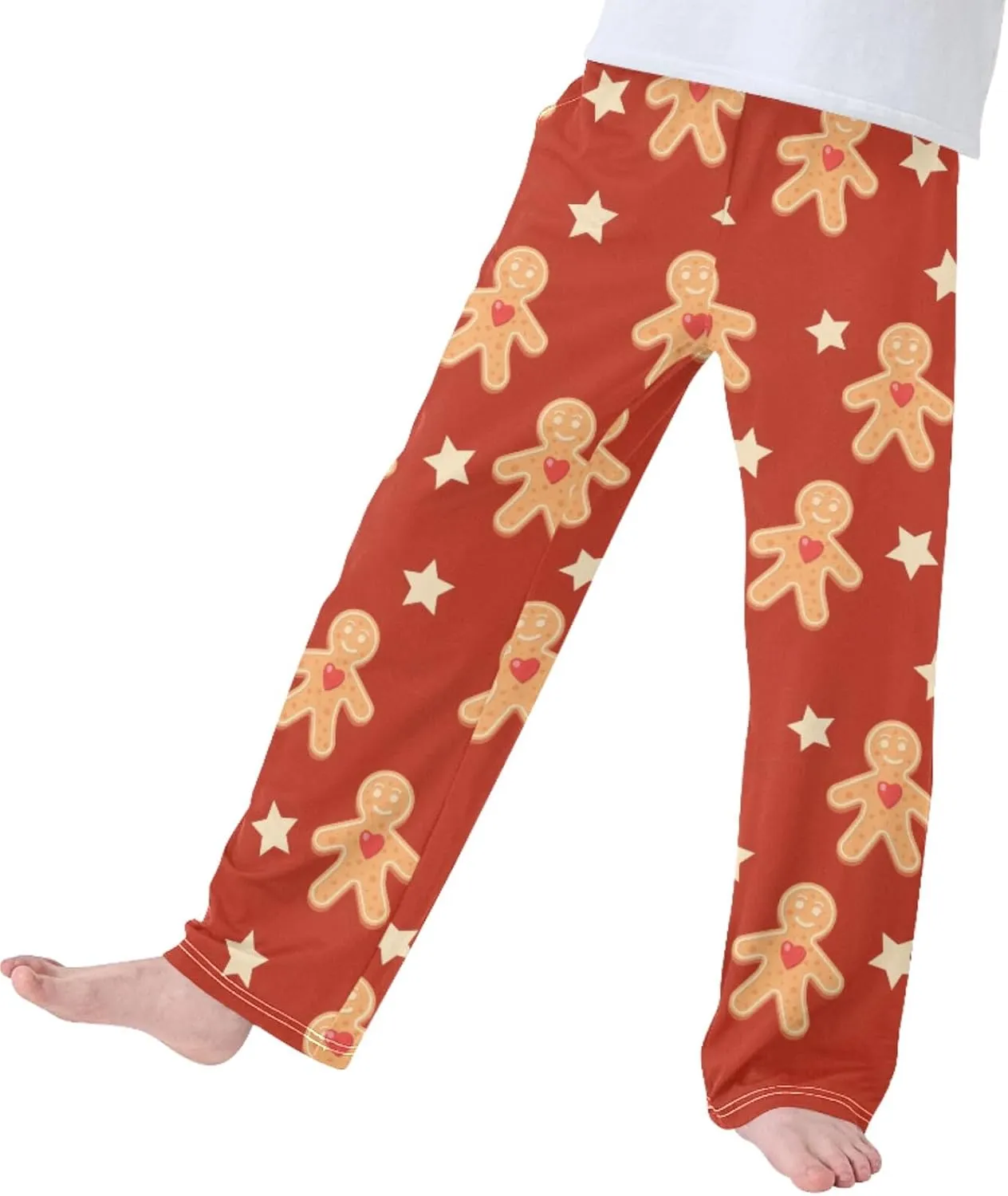 Pigsaly Boys' Pants Star Christmas Gingerbread Holiday Long Bottoms Winter Sweet Red Hearts Jogger Pants Trousers S