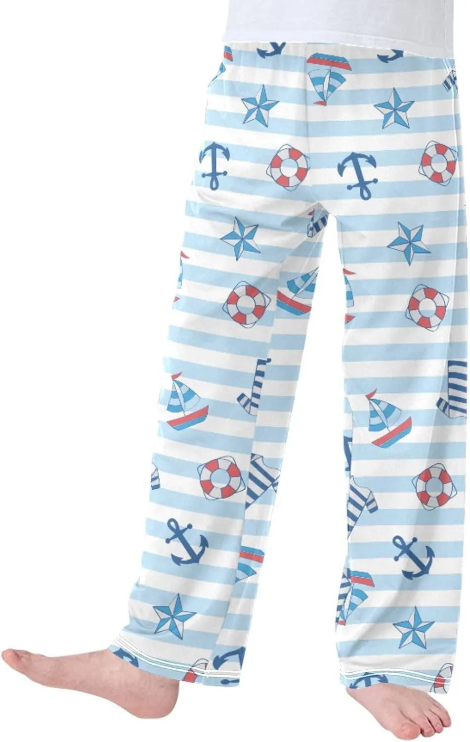 Pigsaly Boys' Pants Stripe Boat Anchor Long Bottoms Stars Jogger Pants Elastic Waist Trousers With Pockets S