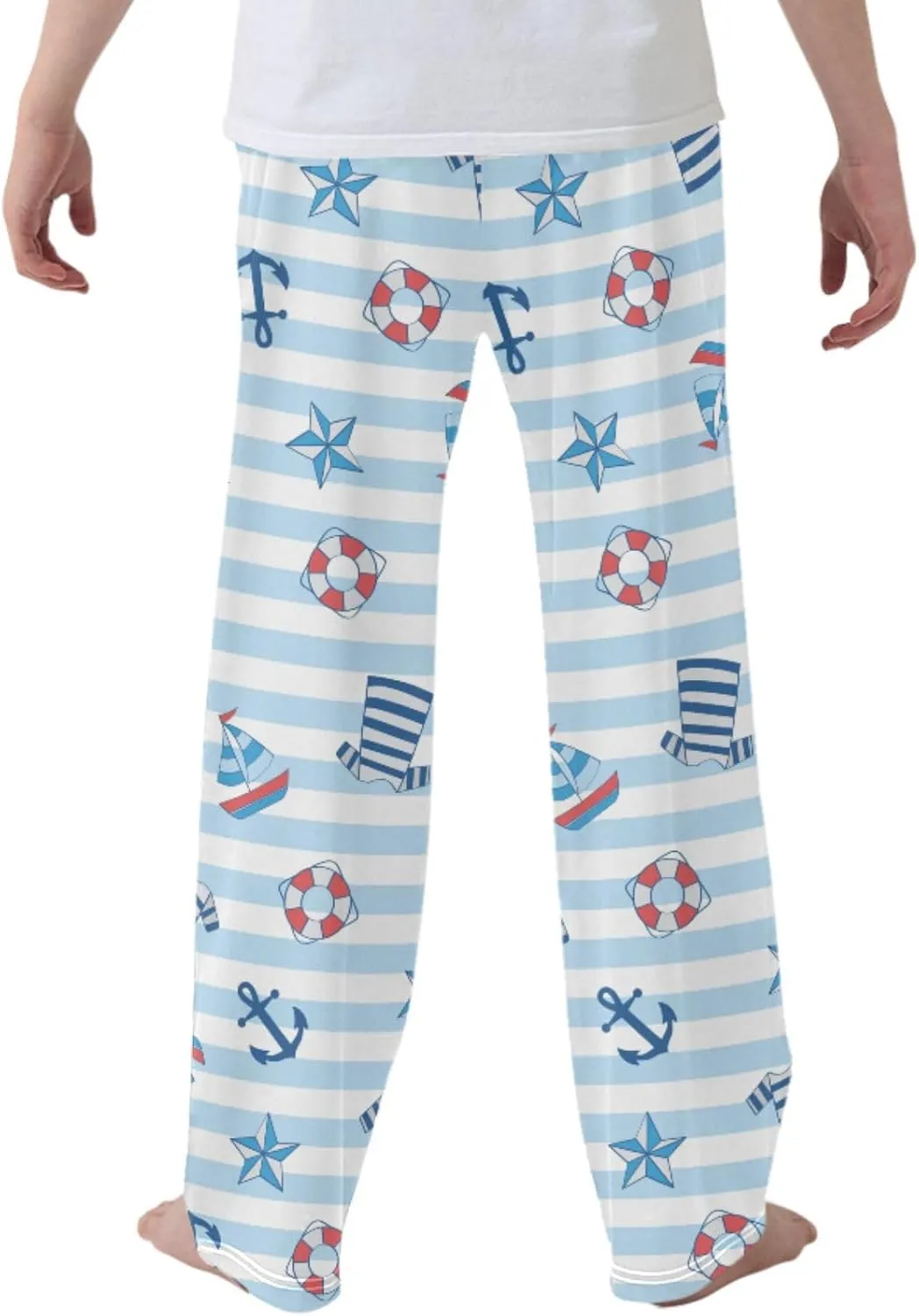 Pigsaly Boys' Pants Stripe Boat Anchor Long Bottoms Stars Jogger Pants Elastic Waist Trousers With Pockets S