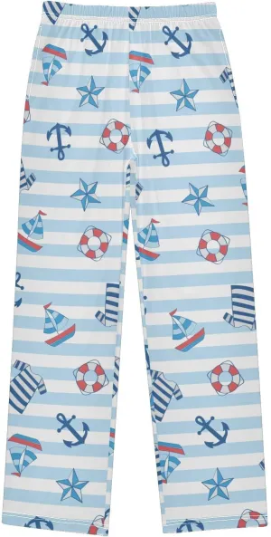 Pigsaly Boys' Pants Stripe Boat Anchor Long Bottoms Stars Jogger Pants Elastic Waist Trousers With Pockets S