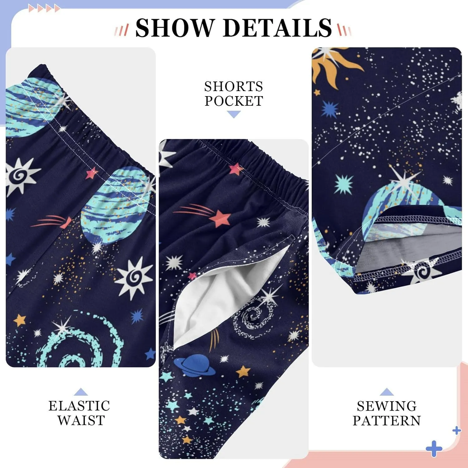 Pigsaly Boys' Pants Sun Moon Stars Galaxy Long Bottoms Night Sky Nebula Jogger Pants Elastic Waist Trousers with Pockets S