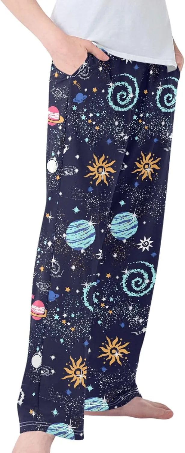Pigsaly Boys' Pants Sun Moon Stars Galaxy Long Bottoms Night Sky Nebula Jogger Pants Elastic Waist Trousers with Pockets S