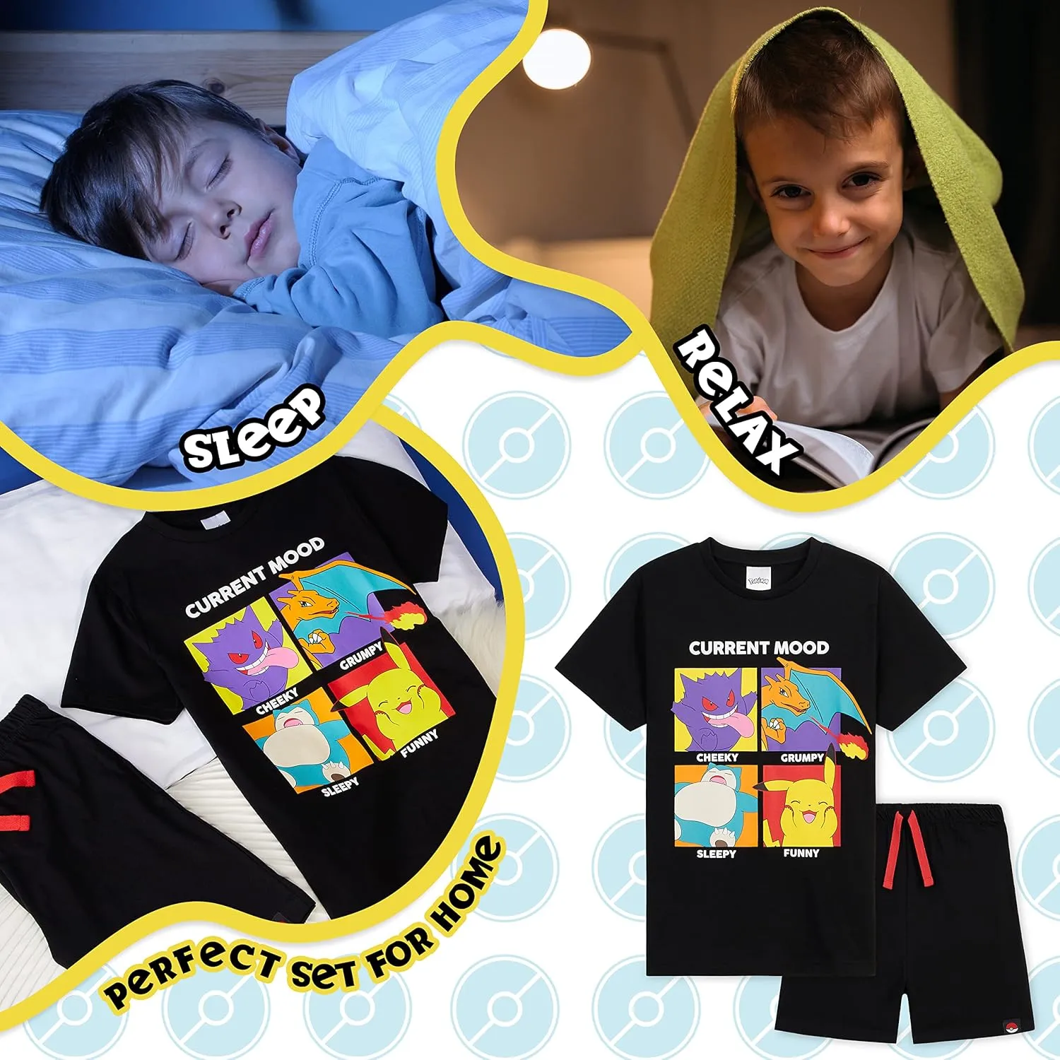 Pokemon Boys Pyjamas for Kids and Teenagers T-Shirt and Shorts Summer PJs Gifts for Boys