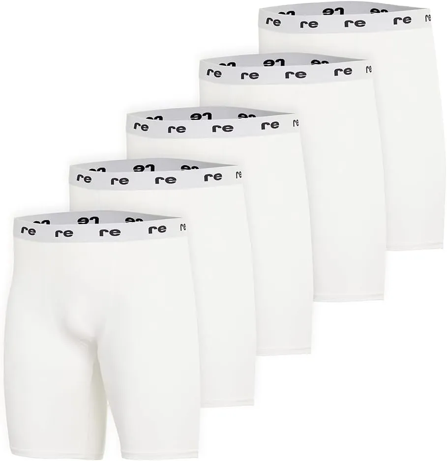 Real Essentials 5 Pack: Mens Compression Shorts - Quick Dry Performance Active Underwear (Available in Big & Tall)