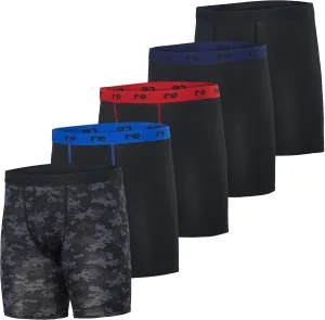 Real Essentials 5 Pack: Mens Compression Shorts - Quick Dry Performance Active Underwear (Available in Big & Tall)
