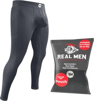 Real Men ABCD Pouch Compression Pants - 1, 2 & 3 Pack, Mens Leggings, Yoga Pants, Tights, Base Layer Men Cold Weather