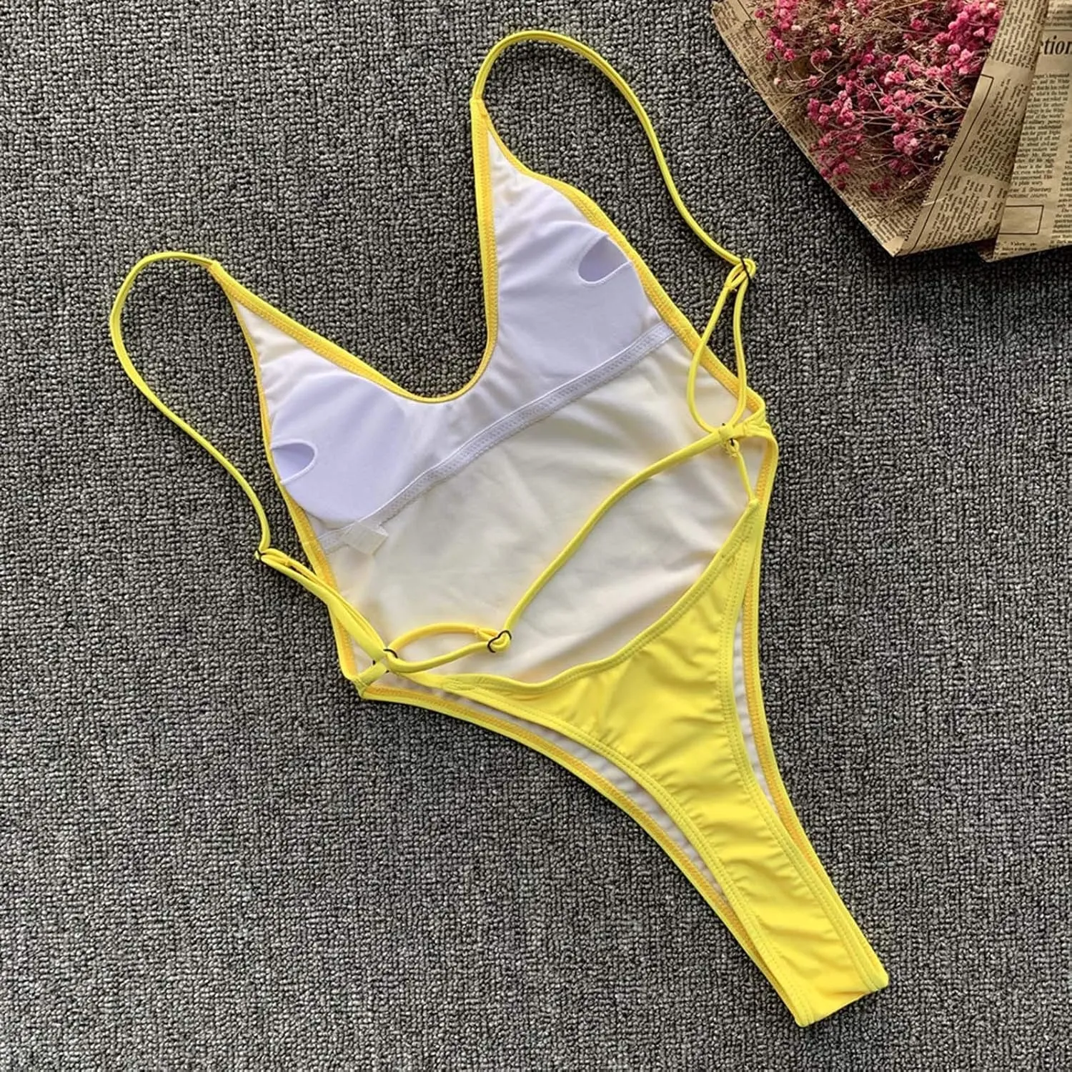Sexy 2025 Bathing Suits Tummy Control for Women Solid Color Scoop Neck High Cut One Piece Spaghetti Strap Backless
