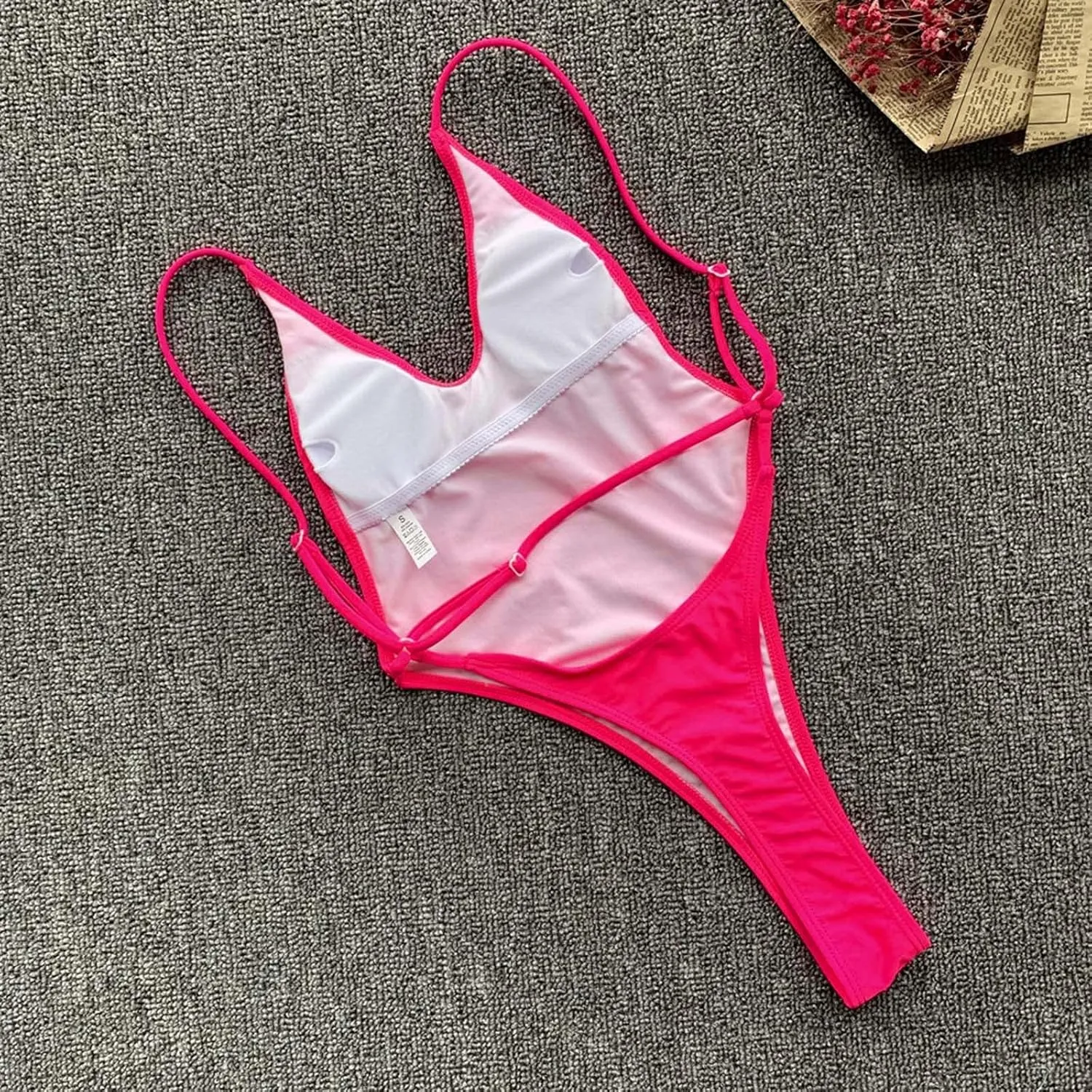 Sexy 2025 Bathing Suits Tummy Control for Women Solid Color Scoop Neck High Cut One Piece Spaghetti Strap Backless