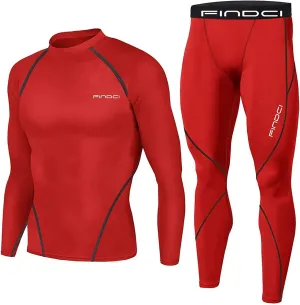 Sinzelimin Sports Suit for Men's Compression Shirt Pants Two Pieces Outfit Quick-dry Training Gym Yoga Fitness Tracksuit Set