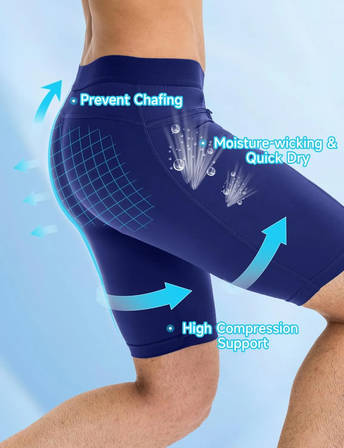 SPVISE Compression Shorts Men Spandex Running Workout Athletic Shorts Cooling Performance Underwear Shorts with Zipper Pocket