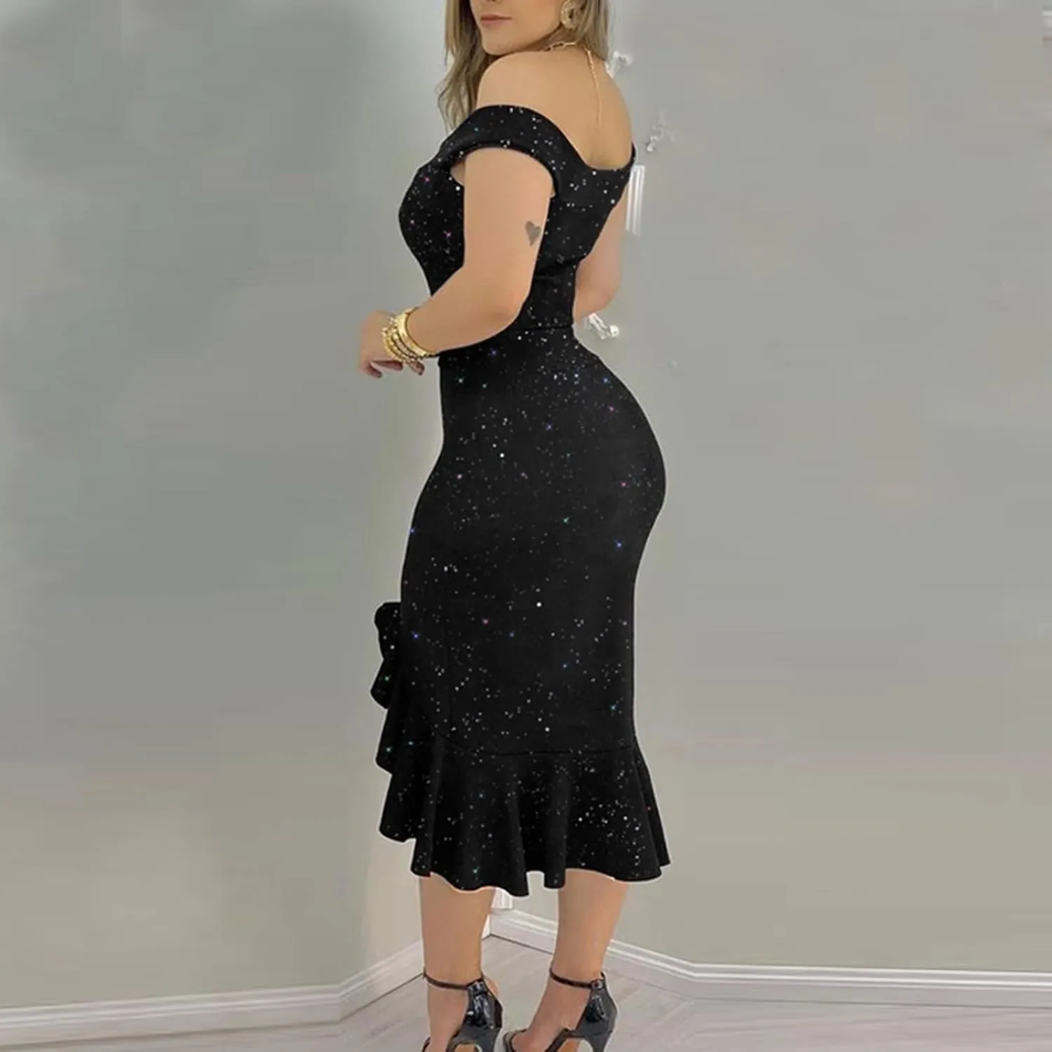 Summer Dresses for Women 2024 Party Casual Elegant Sleeveless One Shoulder Sequin Dress Trendy Bodycon High Split Dress