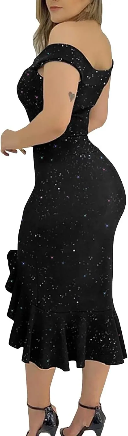 Summer Dresses for Women 2024 Party Casual Elegant Sleeveless One Shoulder Sequin Dress Trendy Bodycon High Split Dress