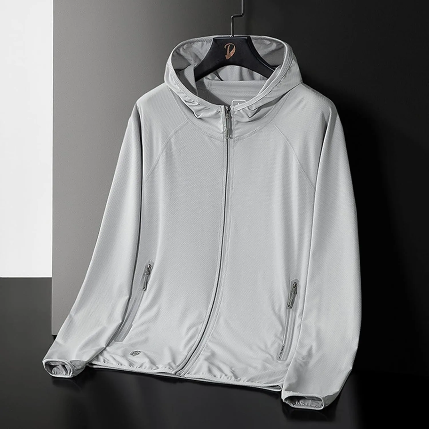 Sun Protection Fishing Shirts Mens UPF 50 Long Sleeve Travel Work Jacket Lightweight Zip Up Shirts With Zipper Pocket