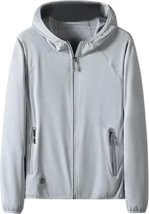 Sun Protection Fishing Shirts Mens UPF 50 Long Sleeve Travel Work Jacket Lightweight Zip Up Shirts With Zipper Pocket