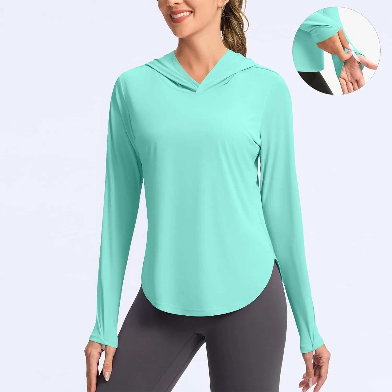 Sun Protection Hoodie For Women UPF 50  Fishing Hiking Shirt Lightweight Cool Rash Guard Casual Long Sleeve Spf Shirt