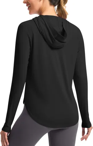 Sun Protection Hoodie For Women UPF 50  Fishing Hiking Shirt Lightweight Cool Rash Guard Casual Long Sleeve Spf Shirt