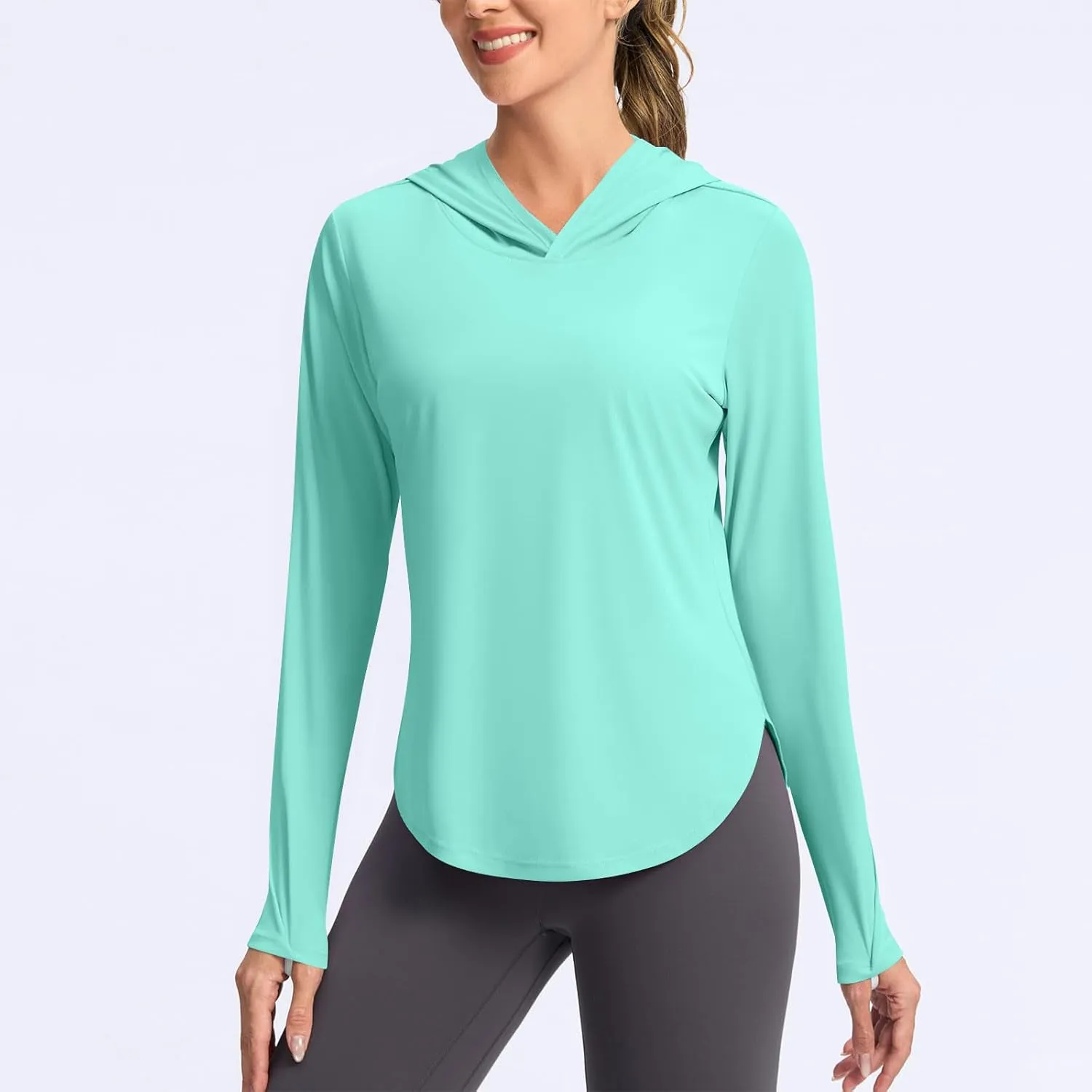 Sun Protection Hoodie For Women UPF 50  Fishing Hiking Shirt Lightweight Cool Rash Guard Casual Long Sleeve Spf Shirt