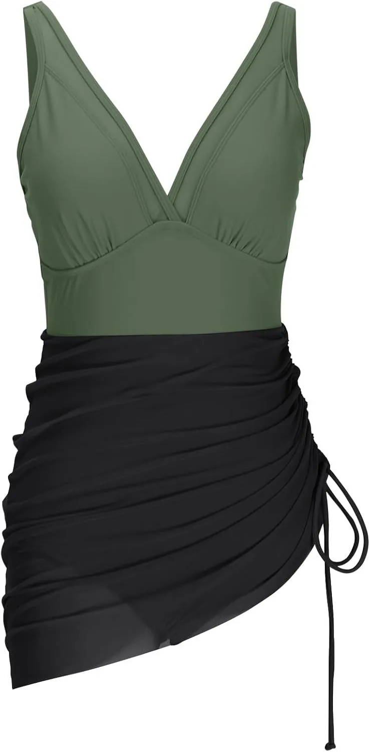 Swim Suits for Women 2025 One Piece Swim Dress Tummy Control Swimsuits Slimming Swimwear Mesh Sheer Bathing Suits