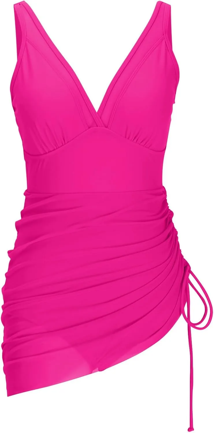 Swim Suits for Women 2025 One Piece Swim Dress Tummy Control Swimsuits Slimming Swimwear Mesh Sheer Bathing Suits