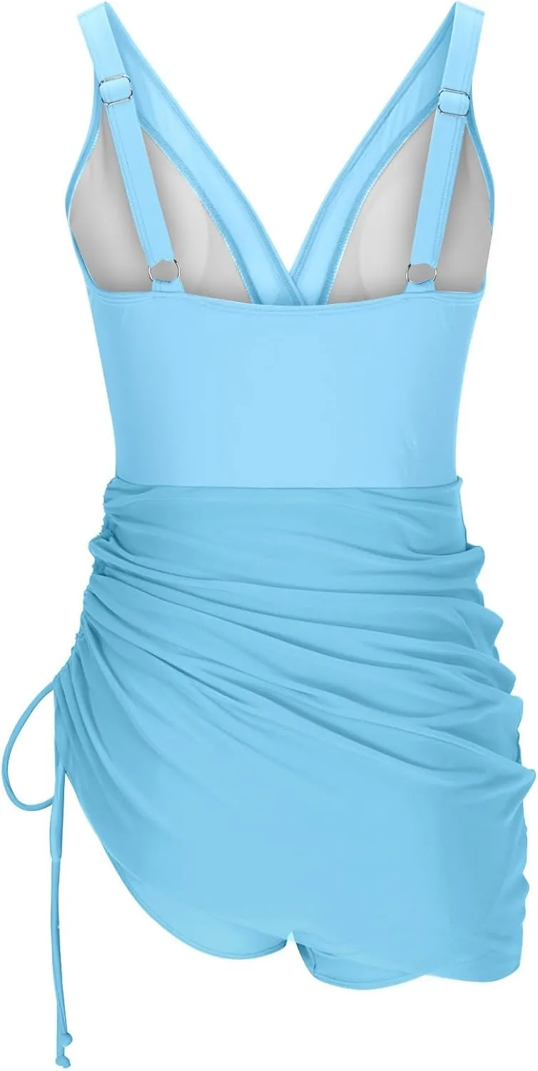 Swim Suits for Women 2025 One Piece Swim Dress Tummy Control Swimsuits Slimming Swimwear Mesh Sheer Bathing Suits