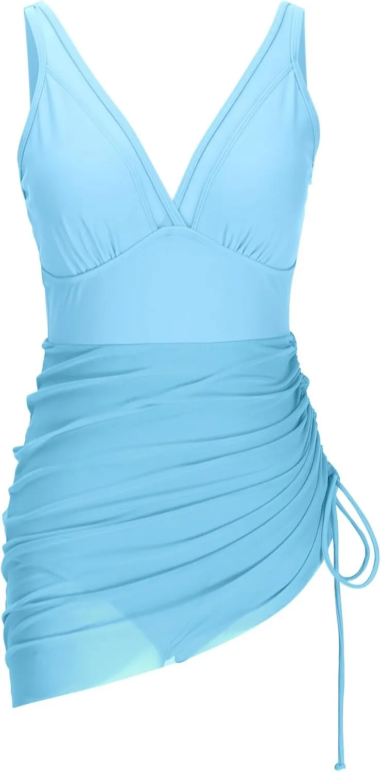 Swim Suits for Women 2025 One Piece Swim Dress Tummy Control Swimsuits Slimming Swimwear Mesh Sheer Bathing Suits