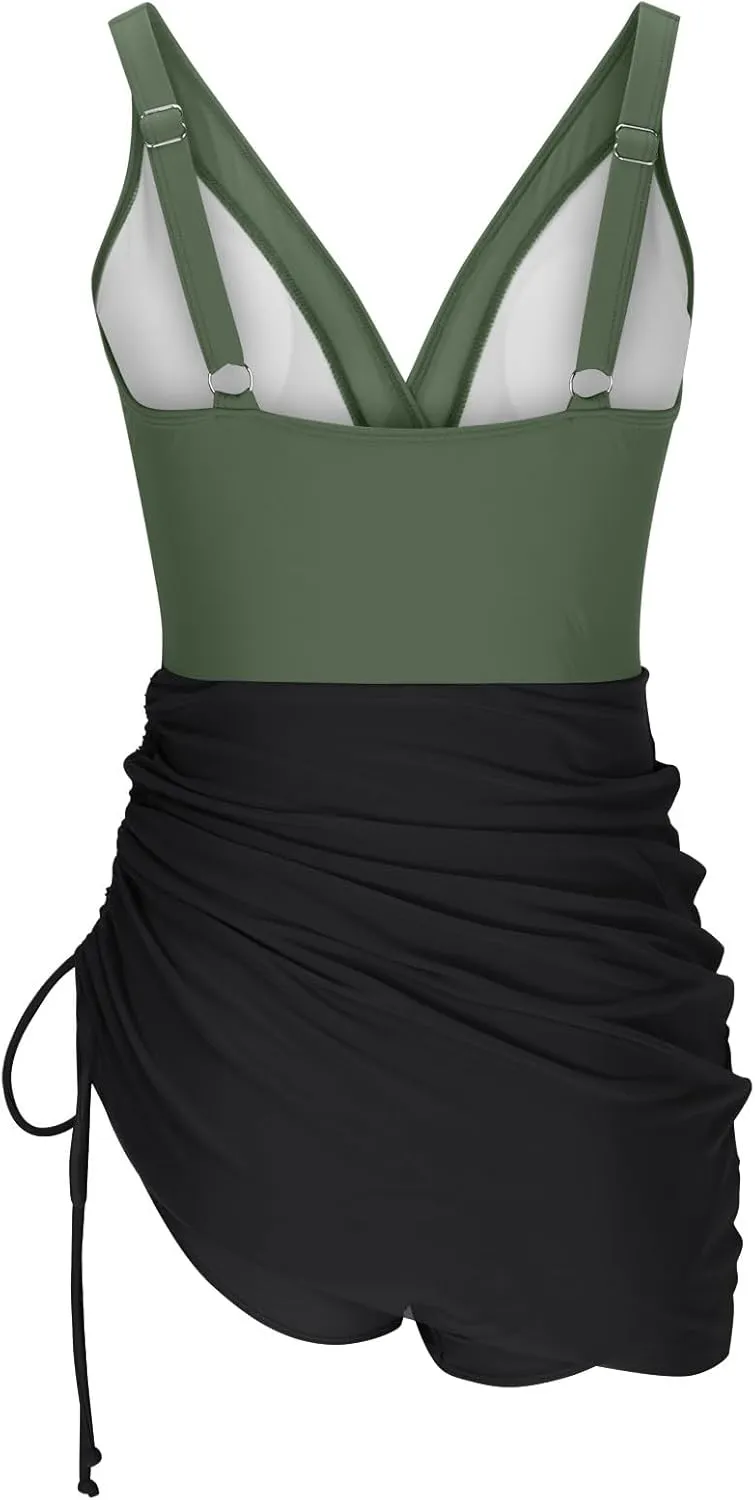 Swim Suits for Women 2025 One Piece Swim Dress Tummy Control Swimsuits Slimming Swimwear Mesh Sheer Bathing Suits
