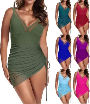 Swim Suits for Women 2025 One Piece Swim Dress Tummy Control Swimsuits Slimming Swimwear Mesh Sheer Bathing Suits