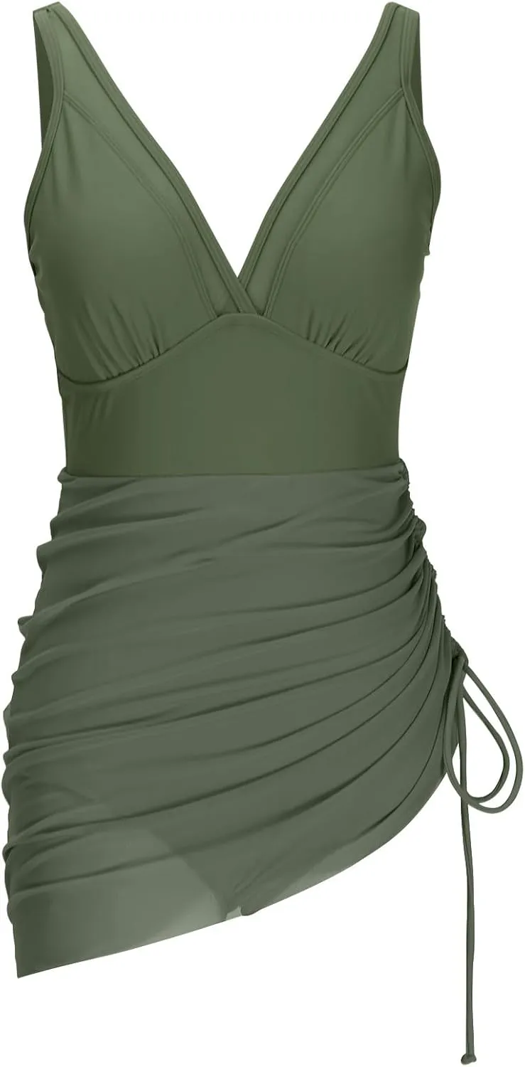 Swim Suits for Women 2025 One Piece Swim Dress Tummy Control Swimsuits Slimming Swimwear Mesh Sheer Bathing Suits