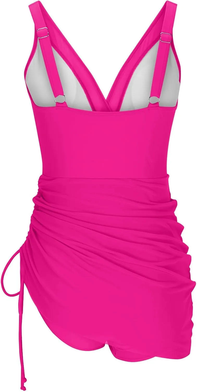 Swim Suits for Women 2025 One Piece Swim Dress Tummy Control Swimsuits Slimming Swimwear Mesh Sheer Bathing Suits
