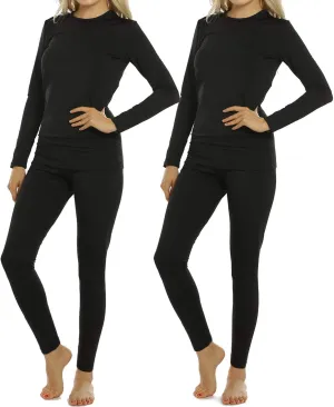 Thermal Underwear Set for Women Long Johns Fleece Lined Base Layer Soft Top Bottom