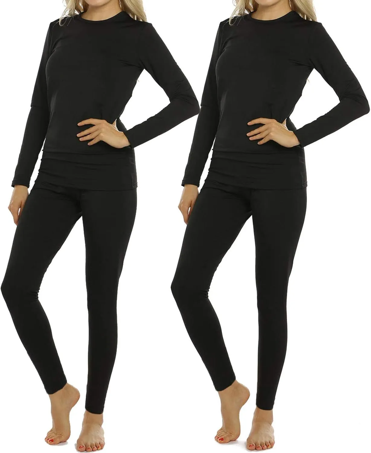 Thermal Underwear Set for Women Long Johns Fleece Lined Base Layer Soft Top Bottom