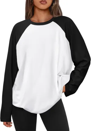 Trendy Queen Women Oversized Long Sleeve Shirt 2025 Summer Casual Basics Top Loose Fit Tee Fashion Cute Clothes